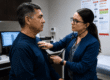 Occupational health professional conducting fit-for-duty exams for workplace safety