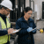 Safety team coordinating post-accident testing after a workplace incident